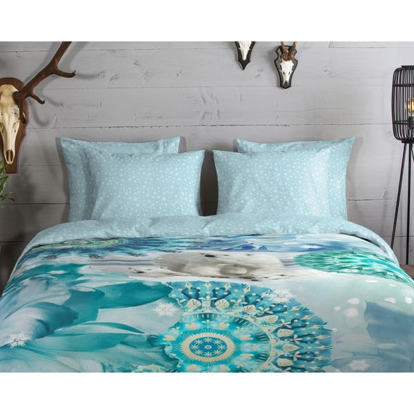 Modré flanelové obliečky na jednolôžko 140x200 cm Seppo – HIP-image-2