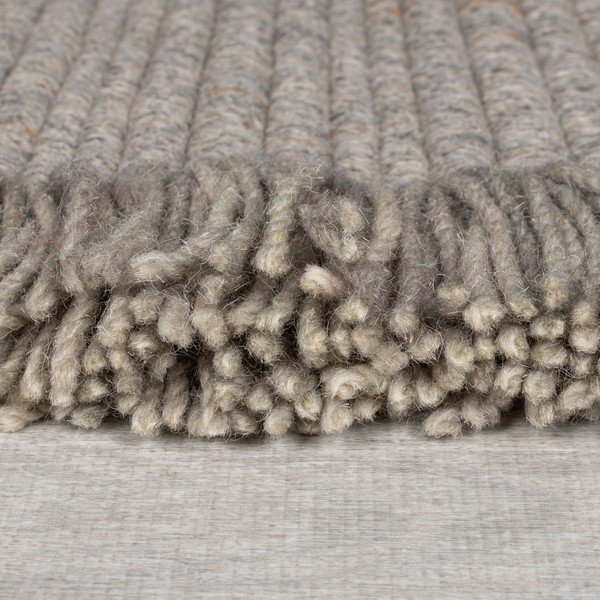 Sivý ručne tkaný koberec s prímesou vlny 200x290 cm Rene Fringed Ribbed – Flair Rugs-image-4