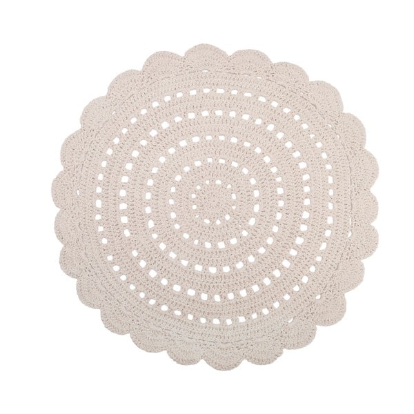 Biely ručne háčkovaný koberec z bavlny Nattiot Alma, ø 120 cm