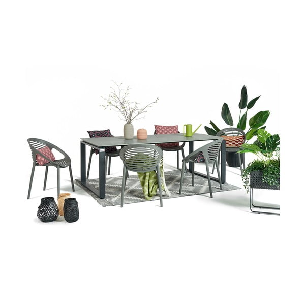Záhradná jedálenská súprava pre 6 osôb so sivou stoličkou Joanna a stolom Strong, 210 x 100 cm-image-3