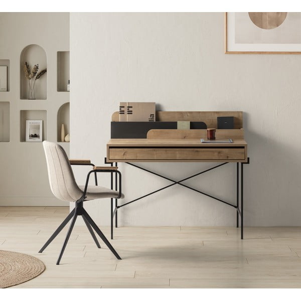 Pracovný stôl z dubového dreva so sekretárom 60x113 cm Lila – Marckeric-image-1