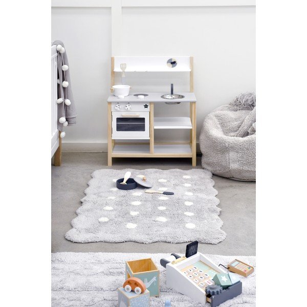 Sivý prateľný ručne tkaný bavlnený detský koberec 70x100 cm Mini Biscuit Pearl Grey – Lorena Canals-image-1