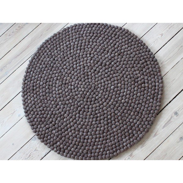 Orechovohnedý guľôčkový vlnený koberec Wooldot Ball rugs, ⌀ 120 cm-image-1