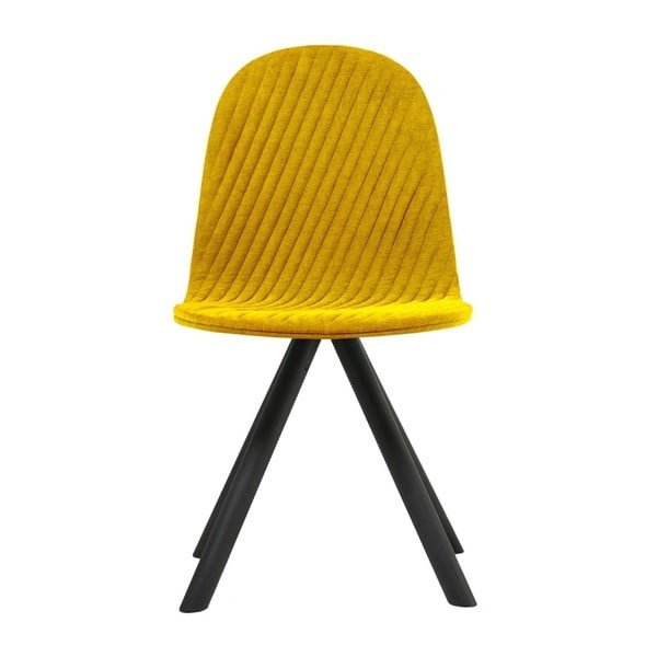 Žltá stolička s čiernymi nohami Iker Mannequin Stripe