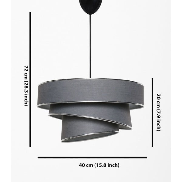 Závesné svietidlo v antracitovo-striebornej farbe s textilným tienidlom ø 40 cm Couper – Opviq lights-image-2