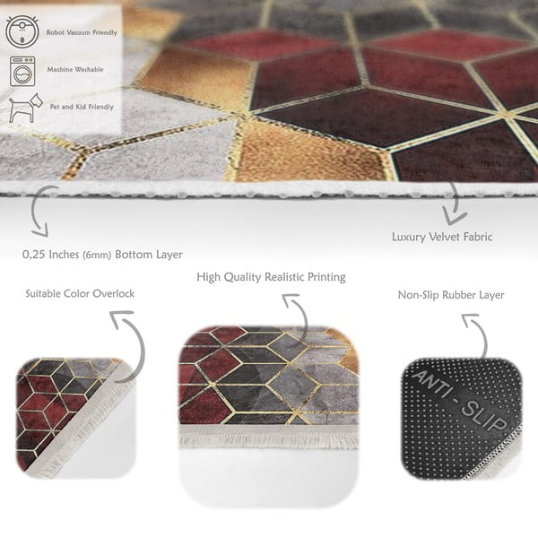 Sivo-vínový prateľný koberec 120x180 cm – Mila Home-image-4