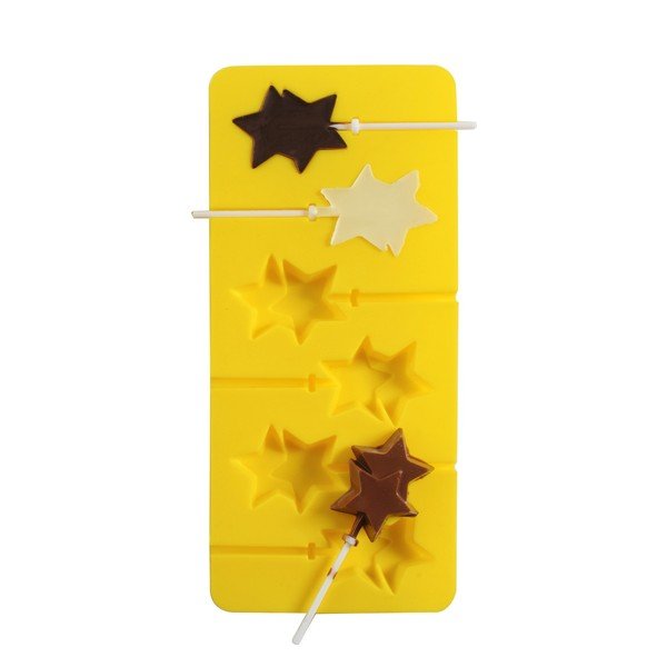 Žltá silikonová forma na čokoládové lízátká Mason Cash Starry