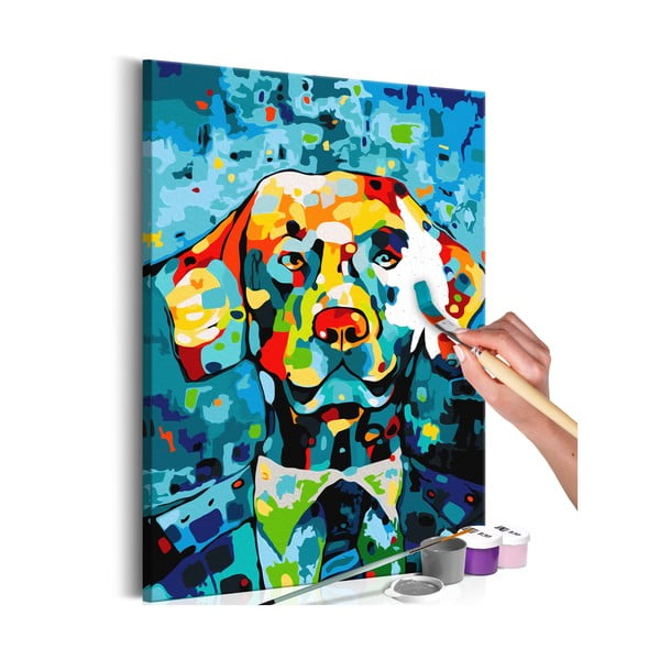 DIY set na tvorbu vlastného obrazu na plátne Artgeist Colorful Dog, 40 × 60 cm
