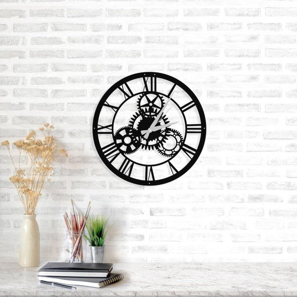 Čierne nástenné hodiny Davin Clock, ⌀ 48 cm-image-1