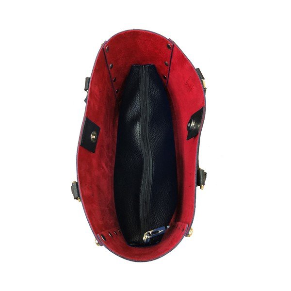 Čierna kožená kabelka s červeným vnútrom Maison Bag Kira-image-2