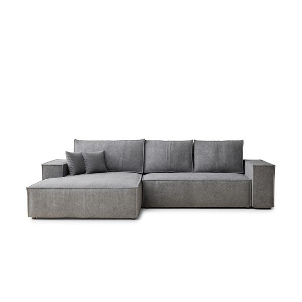 Sivá ženilková rozkladacia/s úložným priestorom rohová pohovka (ľavý roh/s leňoškou) Maze – Maison de Rêve