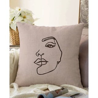 Béžová obliečka na vankúš s prímesou bavlny Minimalist Cushion Covers Chenille, 55 x 55 cm