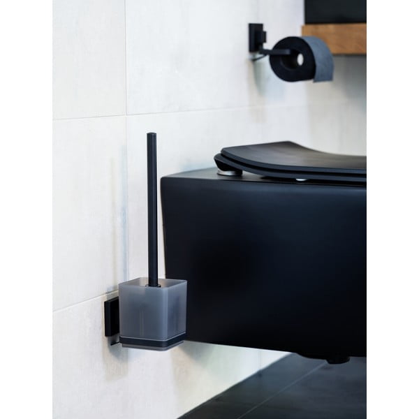 Čierna samodržiaca plastová WC kefa Quadro – Wenko-image-1