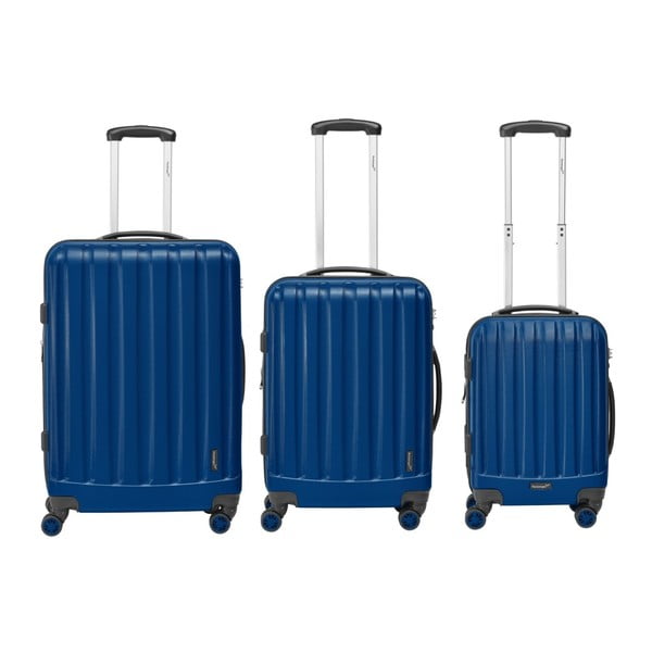 Sada 3 tmavomodrých cestovných kufrov Packenger Koffer