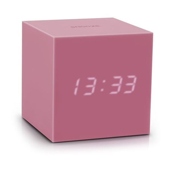 Ružový LED budík Gingko Gravitry Cube