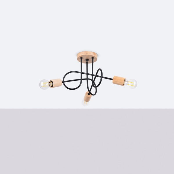 Stropné svietidlo v čierno-prírodnej farbe 14x56 cm Tumber – Sollux-image-2