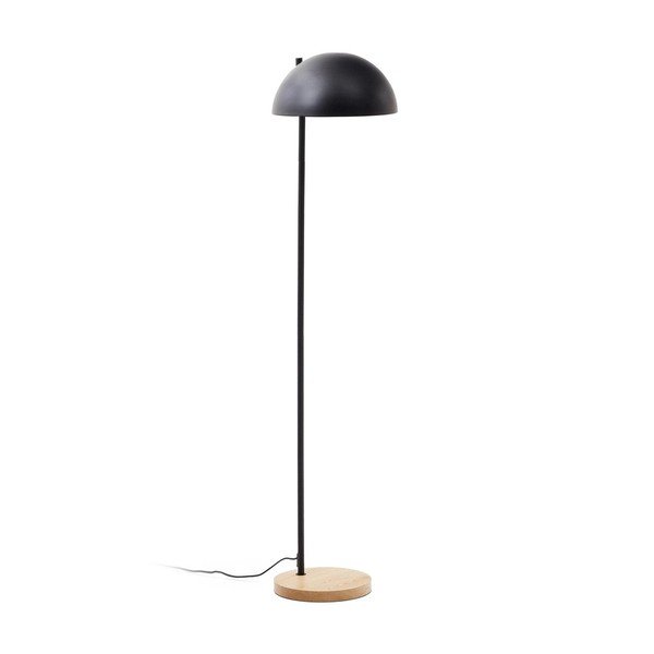Čierna/v prírodnej farbe stojacia lampa s kovovým tienidlom (výška 150 cm) Catlar – Kave Home
