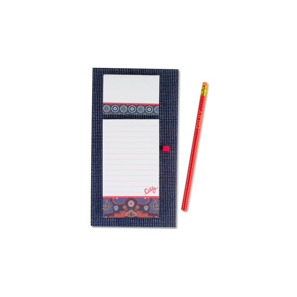 Linajkovaný magnetický zápisník s lepiacimi papierikmi a ceruzkou Portico Designs Oilily