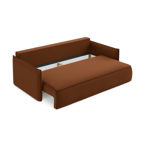 Terakotová zamatová rozkladacia/s úložným priestorom pohovka 225 cm Hula – Makamii-image-3