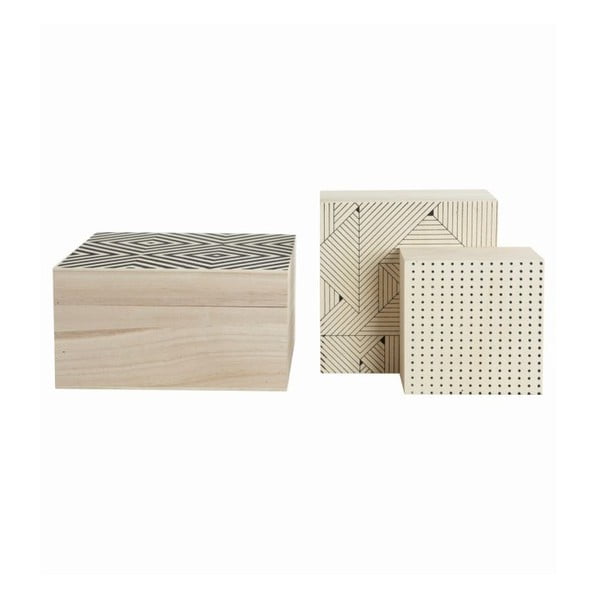 Set drevených boxov Geometry, 3 ks