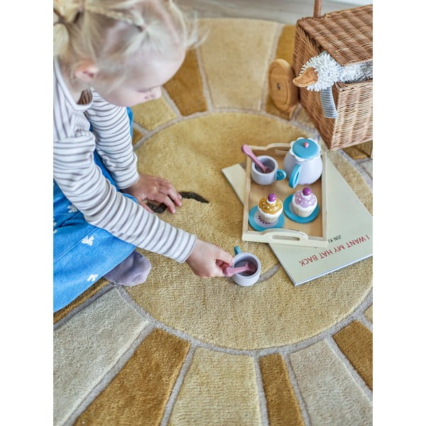 Béžový/jantárový vlnený detský koberec ø110 cm Sun – Bloomingville Mini-image-1