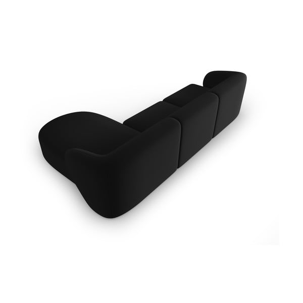 Čierna zamatová rohová pohovka (pravý roh/s leňoškou) Paolo – Milo Casa-image-3