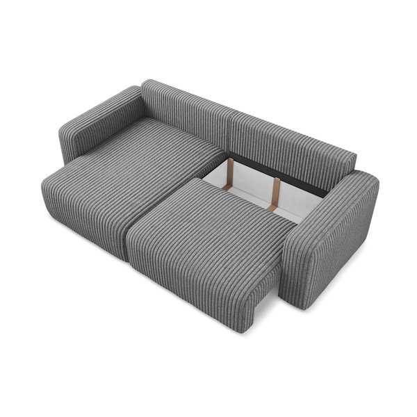 Sivá menčestrová rozkladacia/s úložným priestorom rohová pohovka (ľavý roh/s leňoškou) Kona – Makamii-image-4