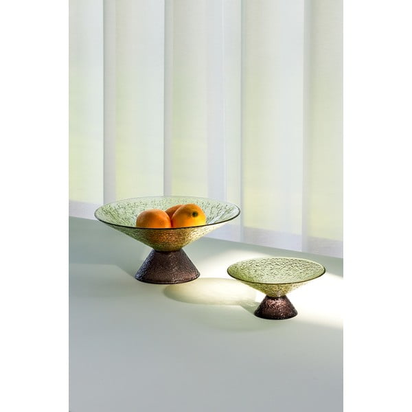 Zeleno-hnedá sklenená misa na ovocie ø 25 cm Bonbon – Hübsch-image-4