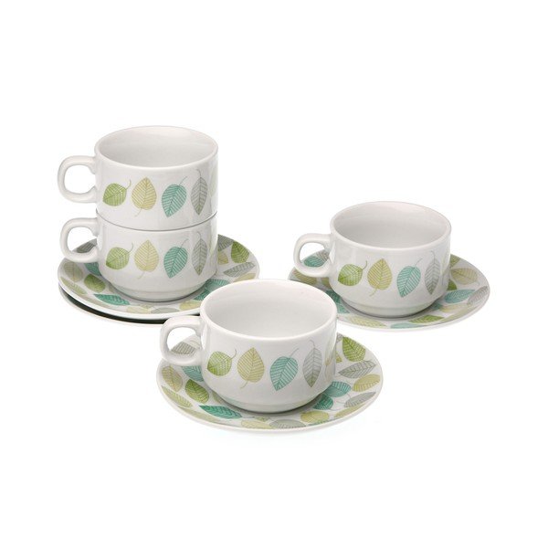 Sada 4 hrnčekov s tanierikmi a stojanom Versa Leaf-image-1