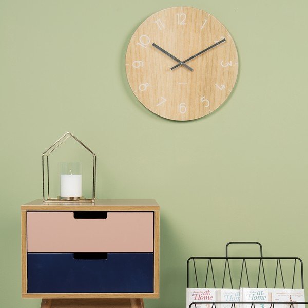 Svetlohnedé hodiny Present Time Glass Wood, ⌀ 40 cm-image-1