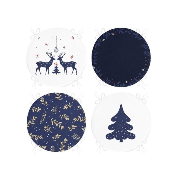 Sedáky v súprave 4 ks s vianočným motívom ø 40 cm Blue Christmas – Mila Home