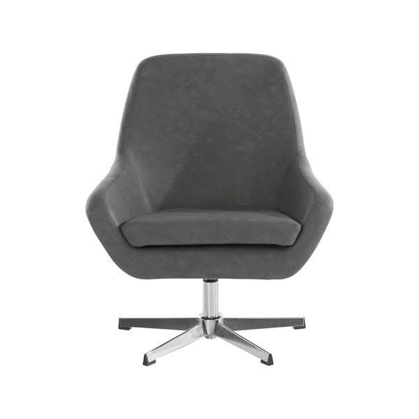 Sivé kreslo z imitácie kože Naomi - Støraa-image-1