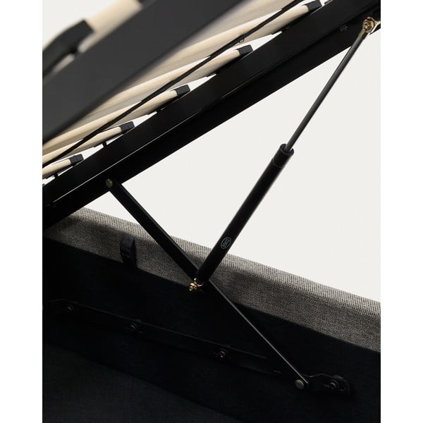 Sivá čalúnená jednolôžková posteľ s úložným priestorom s roštom 90x200 cm Nahiri – Kave Home-image-4