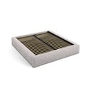 Béžová čalúnená dvojlôžková posteľ s úložným priestorom s roštom 200x200 cm Simon – Micadoni