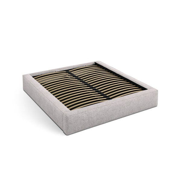 Béžová čalúnená dvojlôžková posteľ s úložným priestorom s roštom 140x200 cm Simon – Micadoni