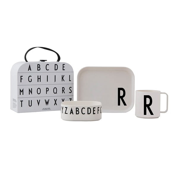 3-dielna detská jedálenská súprava s kufríkom Design Letters Classics R