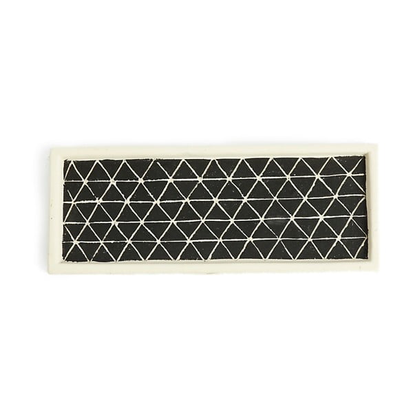 Čierna servírovacia keramická tácka Simla Diamond, 28 × 11 cm
