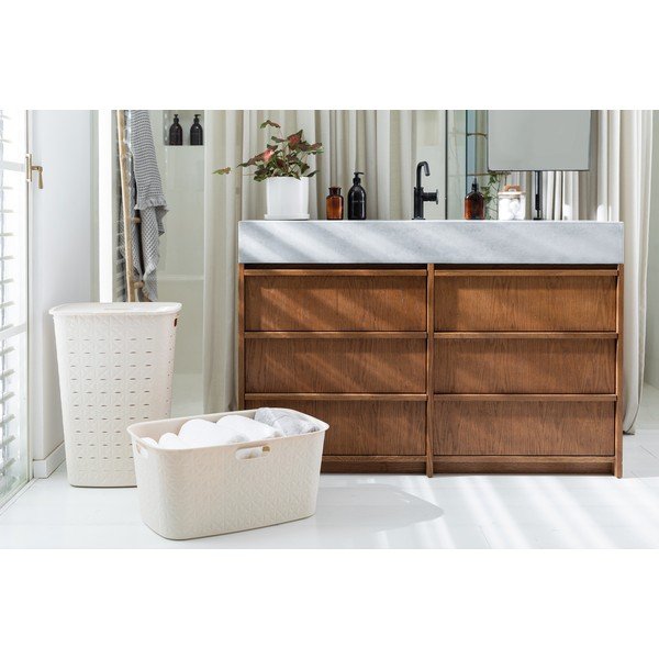 Krémový plastový kôš na bielizeň 56 l Softex – Curver-image-1