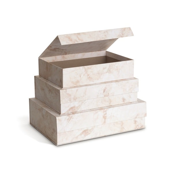 Béžové kartónové úložné boxy v súprave 3 ks s vekom 42,5x29,5x13 cm Kian Paper Laminate – Bigso