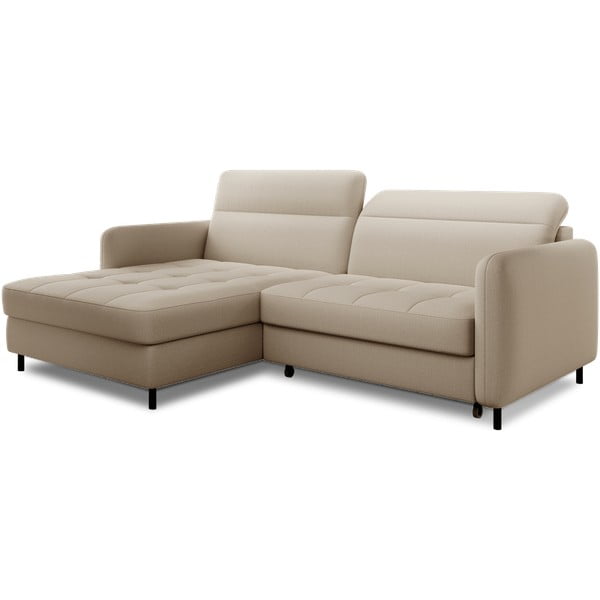 Béžová zamatová rozkladacia/s úložným priestorom rohová pohovka (ľavý roh/s leňoškou) Gomsi – ELTAP-image-2