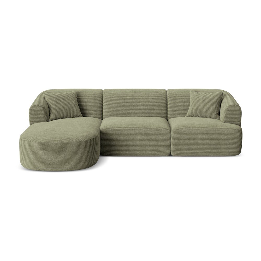 Zelená menčestrová rohová pohovka (ľavý roh/s leňoškou) Campi – Cosmopolitan Design