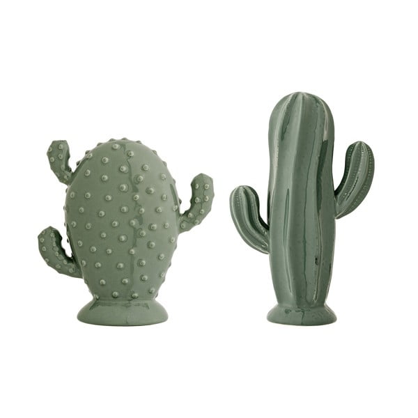 Súprava 2 zelených dekoratívnych sošiek Bloomingville Cactus