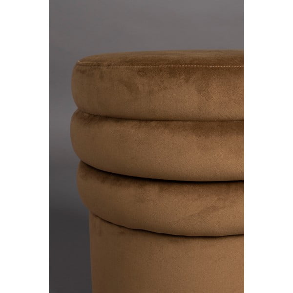 Hnedý zamatový taburet Aditi – Dutchbone-image-4