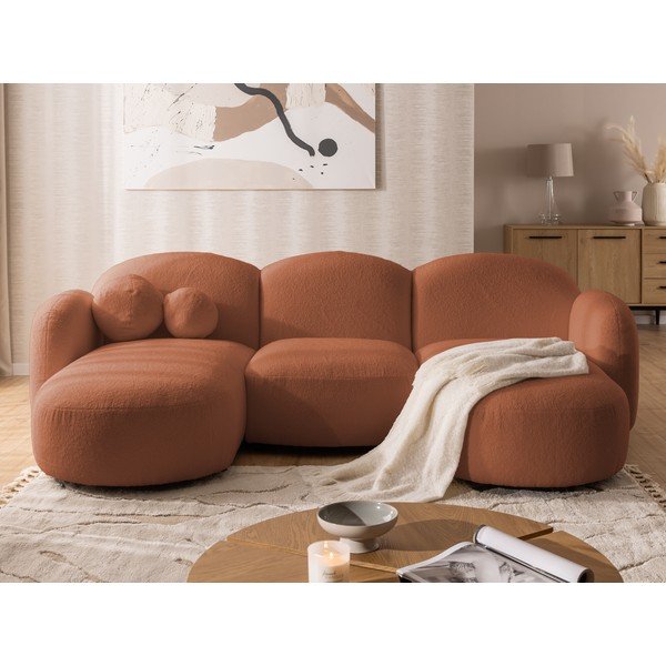 Terakotová rohová pohovka z textílie buklé (do tvaru "U") Orbit – Ropez-image-1