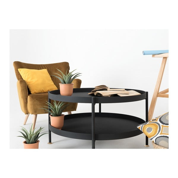 Čierny konferenčný stolík CustomForm Hanna, ⌀ 60 cm-image-2