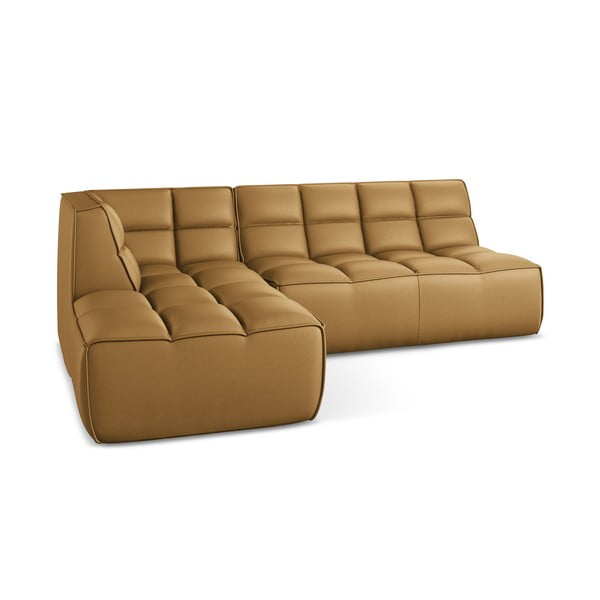 Koňakovohnedá modulárna rohová pohovka z imitácie kože (variabilná) Kalai – Makamii-image-2