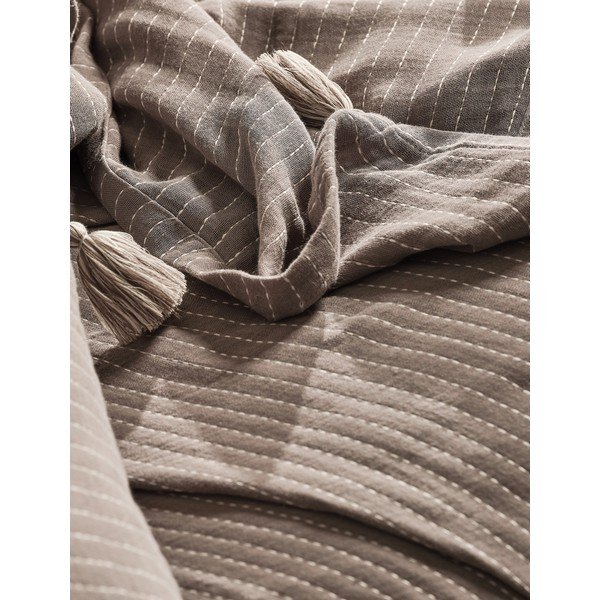 Hnedý prešívaný set prikrývky a obliečky na vankúš na dvojlôžko 220x240 cm Costa - Mijolnir-image-1