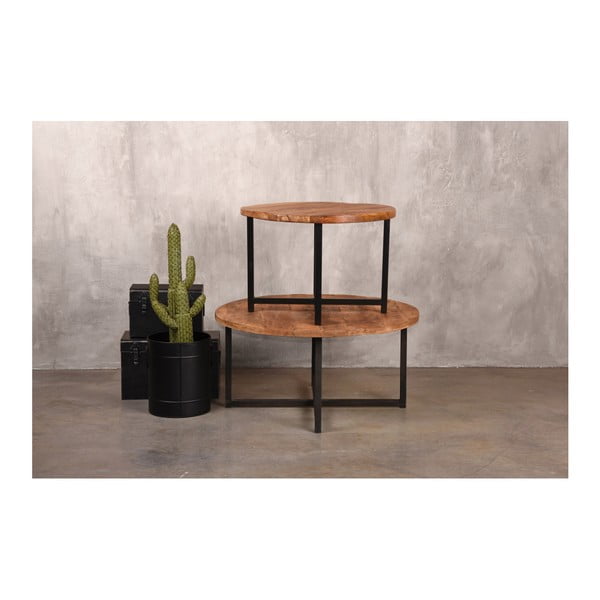 Čierny konferenčný stolík s doskou z mangového dreva LABEL51 Dex, ⌀ 60 cm-image-2