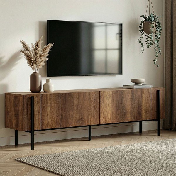 TV stolík v dekore orecha v tmavo prírodnej farbe 180x45x30 cm Nexus – Kalune Design-image-1