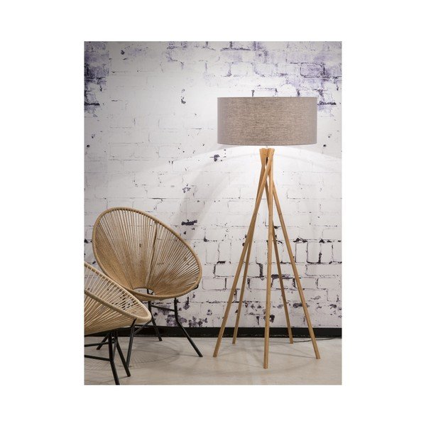 Stojacia lampa so svetlosivým tienidlom a konštrukciou z bambusu Good&Mojo Kilimanjaro-image-3